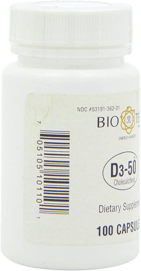 Bio-Tech Pharmacal D3-50 50 000 UI 100 capsules côté