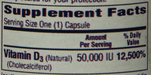Bio-Tech Pharmacal D3-50 50 000 UI 100 capsules sur une table