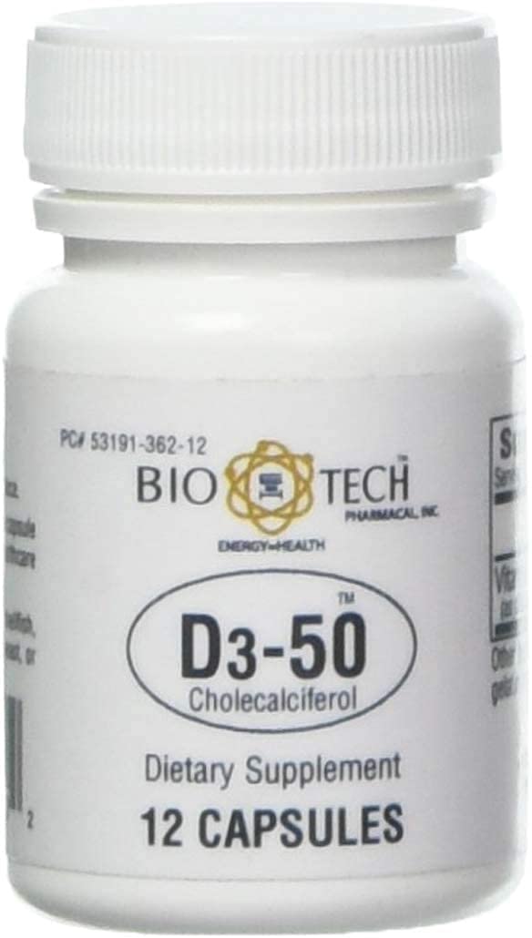 Bio-Tech Pharmacal D3-50 50 000 UI, 12 capsules en boîte