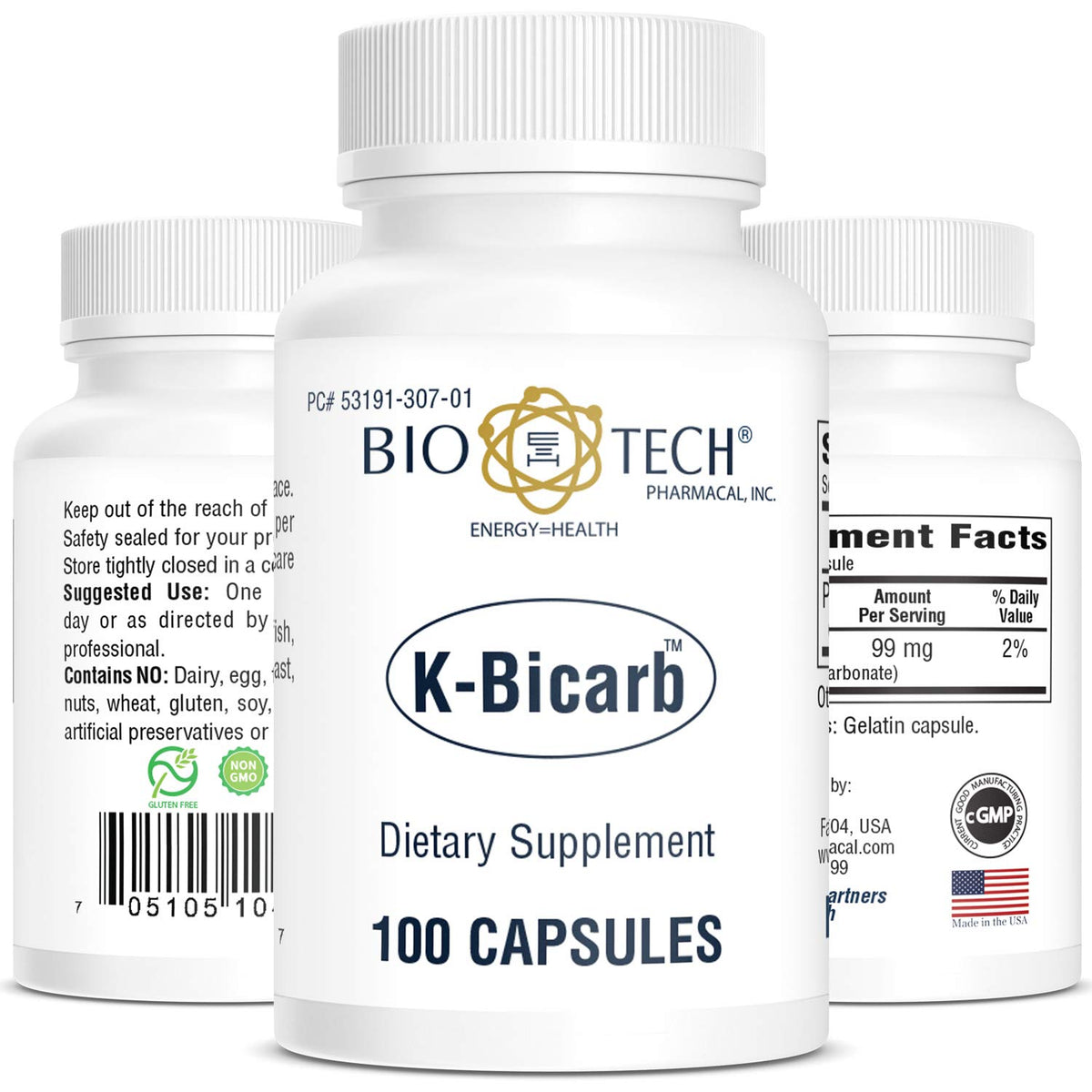 Bio-Tech Pharmacal Potassium Bicarbonate 100 comprimés vue avant