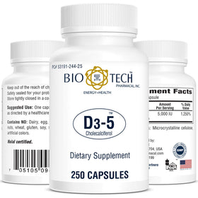 Bio-Tech Pharmacal Vitamine D3 5000 UI 250 comprimés vue de face