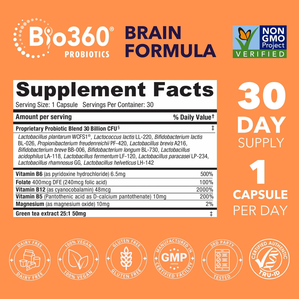 Bio360 Complément Alimentaire Probiotique 30CT ingrédients