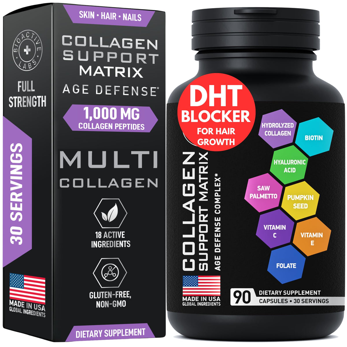 BIOACTIVE LABS Collagène Matrix Age Defense 2000mg vue avant