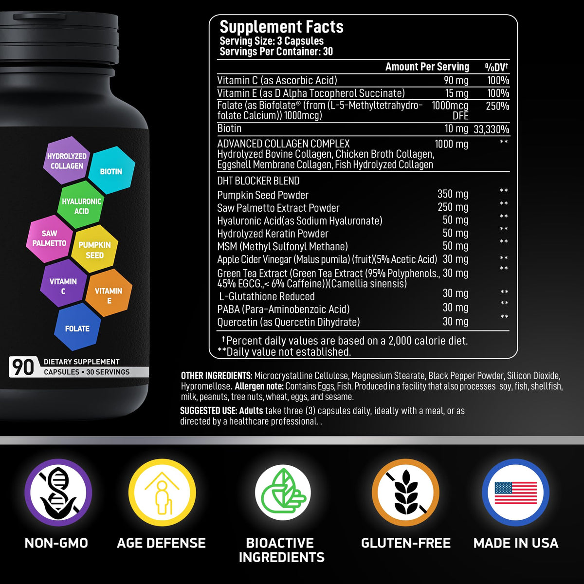 BIOACTIVE LABS Collagène Matrix Age Defense avec ingrédients clés