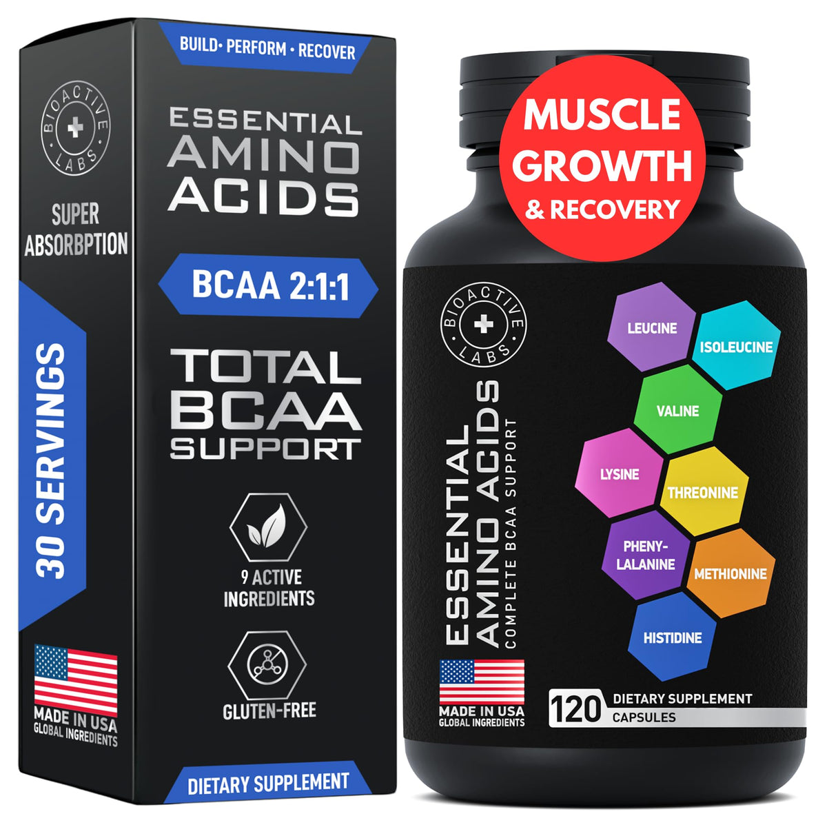 BIOACTIVE LABS Complément Amino Acides Essentiels 120 gélules vue de devant