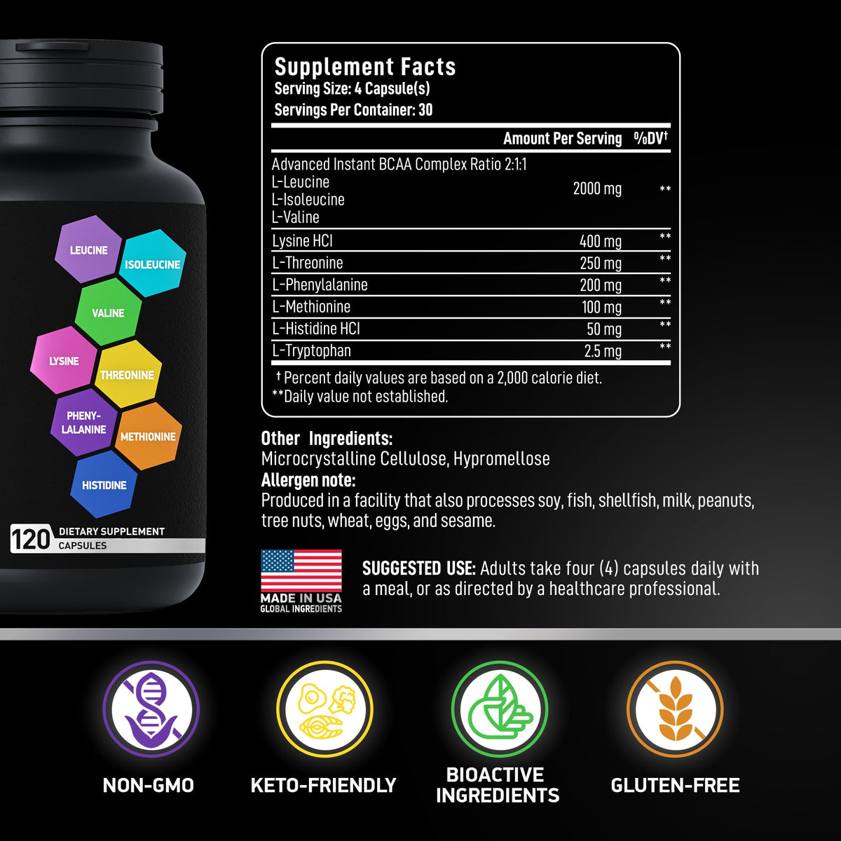 BIOACTIVE LABS Complément Amino Acides Essentiels gélules sur une table