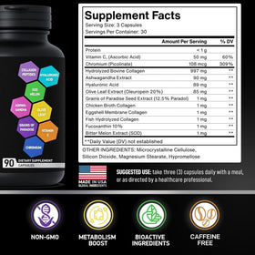 BIOACTIVE LABS Multi Collagen Burn 90 capsules avec un verre d'eau