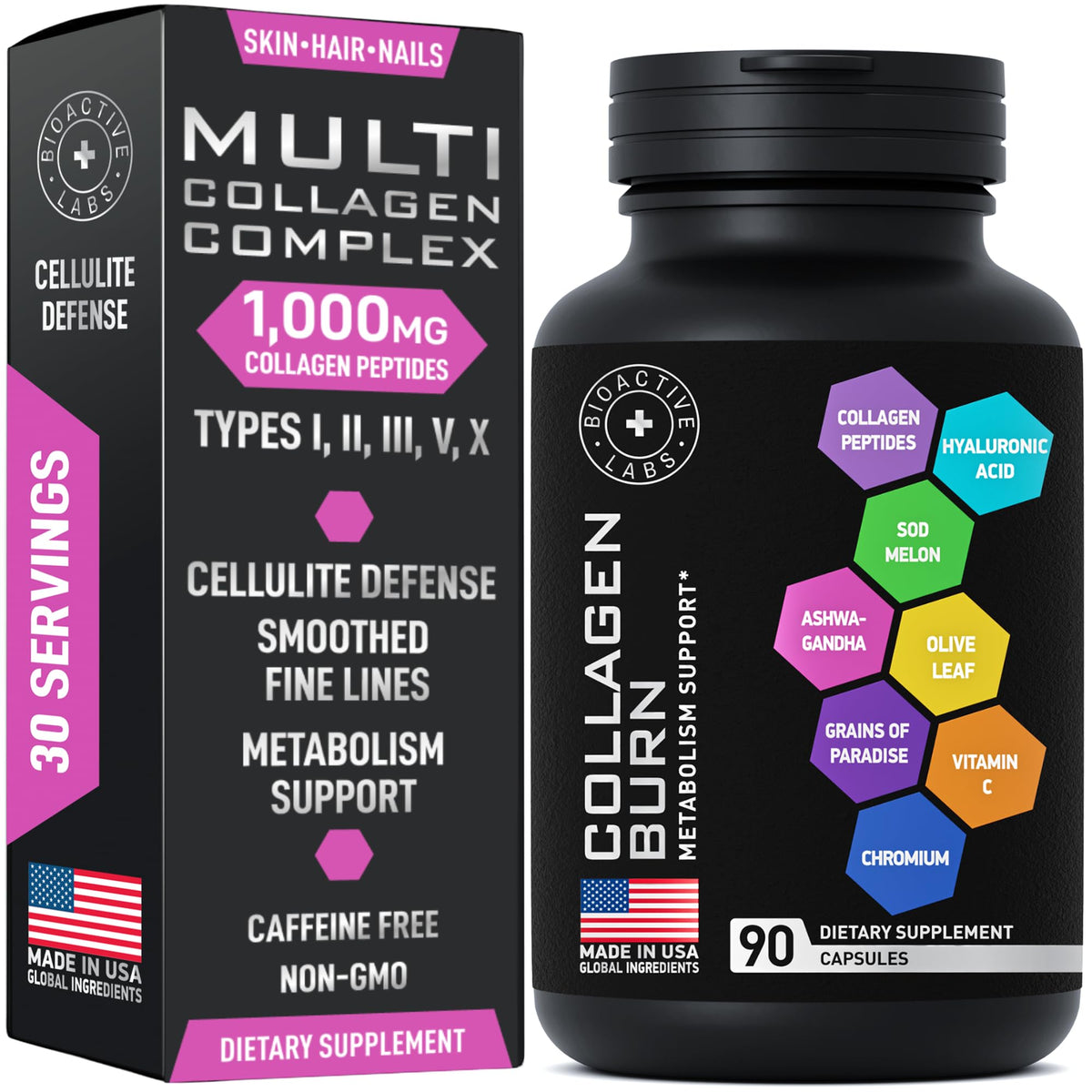 BIOACTIVE LABS Multi Collagen Burn 90 capsules côté avant