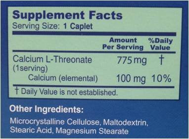 BIOCALTH Calcium L-Threonate 90 comprimés, vue arrière du flacon
