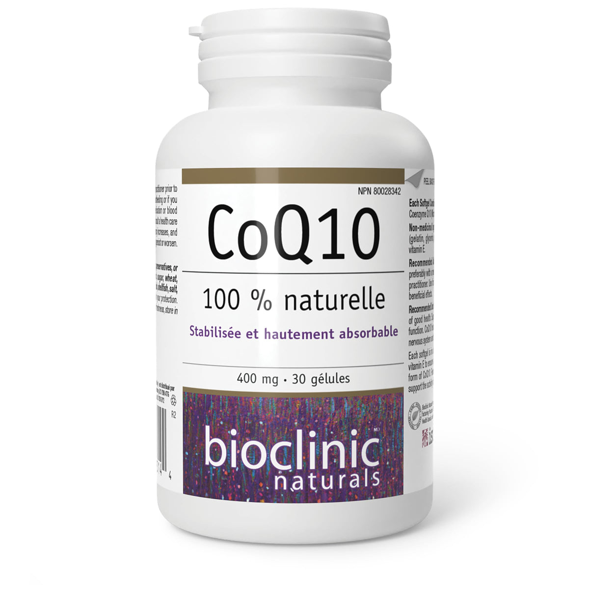 Bioclinic Naturals CoQ10 400 mg 30 Softgels side view