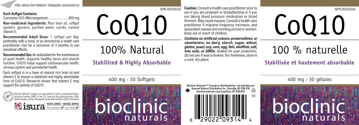 Bioclinic Naturals CoQ10 packaging details