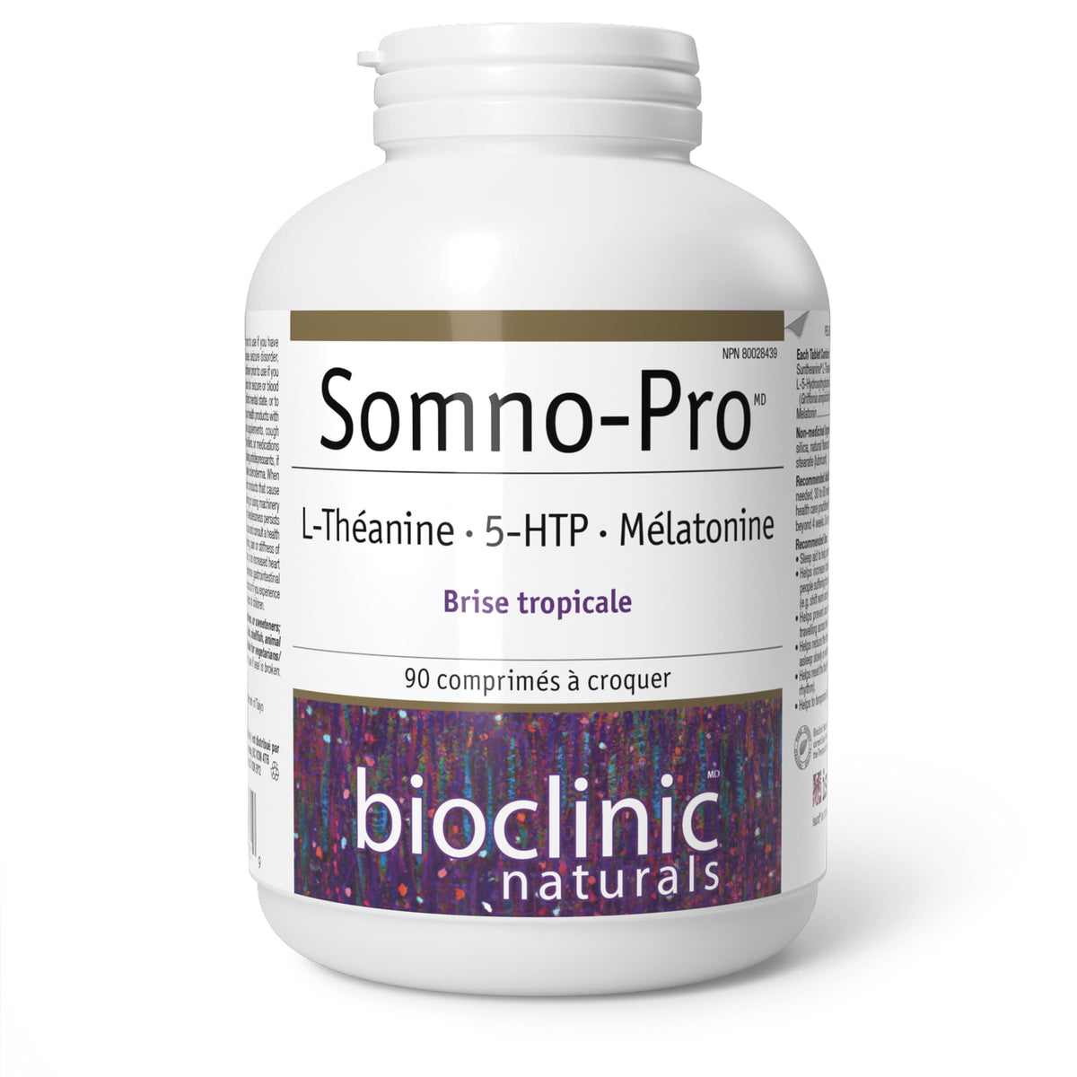 Bioclinic Naturals Somno Pro 90 comprimés à mâcher, dos de l'emballage
