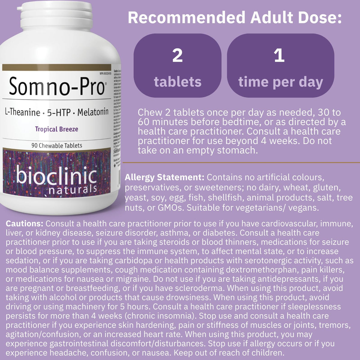 Bioclinic Naturals Somno Pro 90 comprimés à mâcher, vue de côté