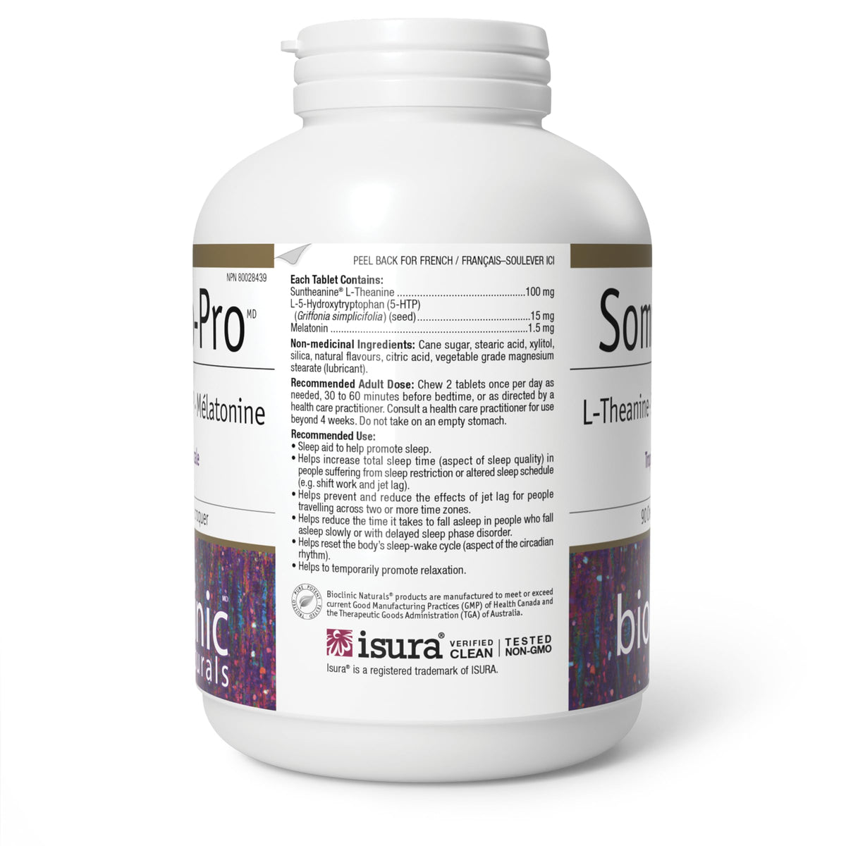 Bioclinic Naturals Somno Pro 90 comprimés à mâcher, vue sur le comptoir