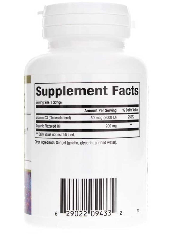 Bioclinic Naturals Vitamine D3 gélule avec huile de lin