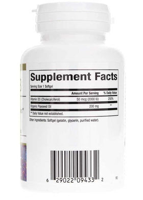 Bioclinic Naturals Vitamine D3 gélule avec huile de lin