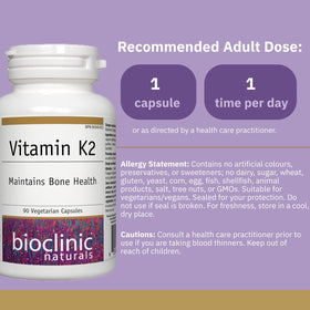 Bioclinic Naturals Vitamine K2 100 mcg gélules végétales arrière