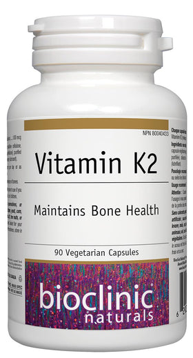 Bioclinic Naturals Vitamine K2 100 mcg gélules végétales devant