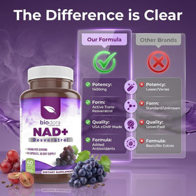 Biodora Resvératrol NAD+ 1400mg information nutritionnelle