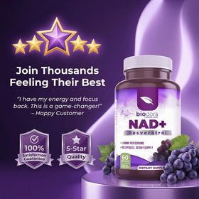 Biodora Resvératrol NAD+ 1400mg présentation sur une table