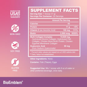 BioEmblem Collagène Multi Complex 30 Portions en poudre dans un verre