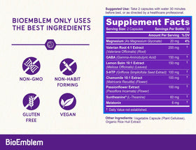BioEmblem Complément Alimentaire Sommeil 60 Capsules avec ingrédients