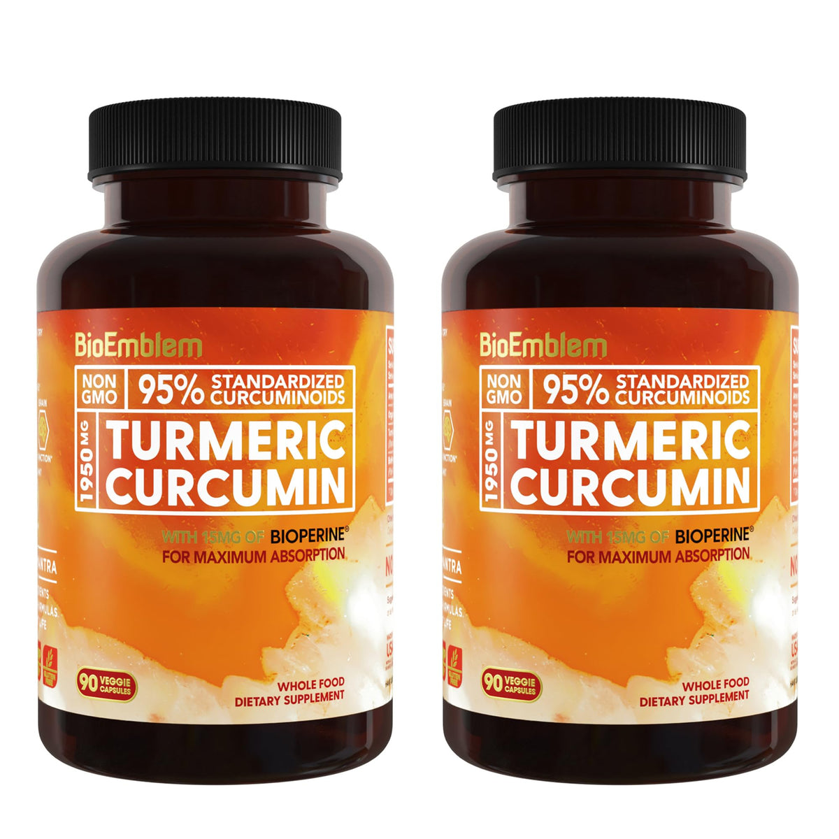 BioEmblem Curcuma Curcumin 180 capsules vue de face