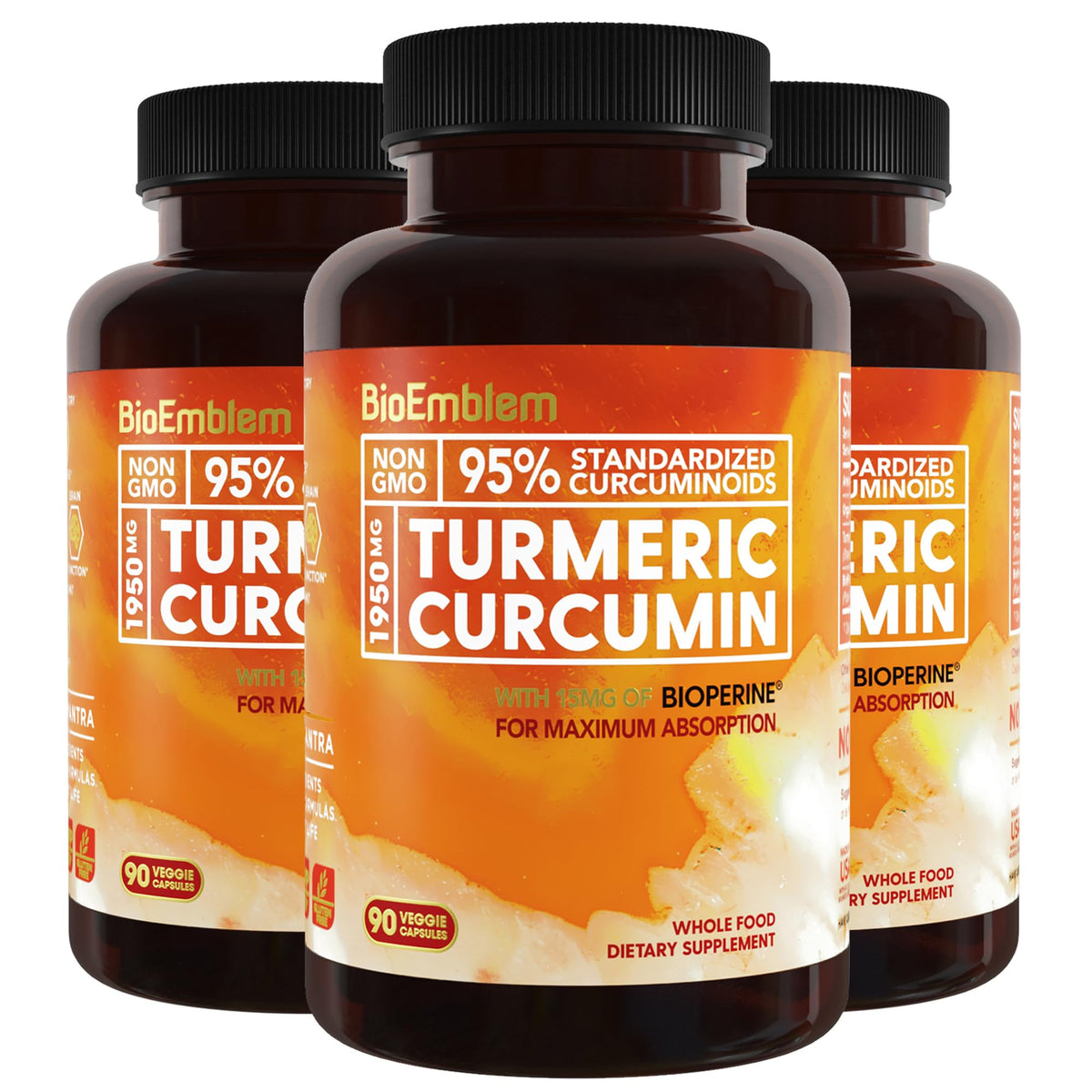 BioEmblem Curcuma Curcumin 270 capsules vue de face