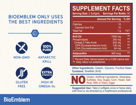 BioEmblem huile de krill 1000mg flacon sur un fond blanc