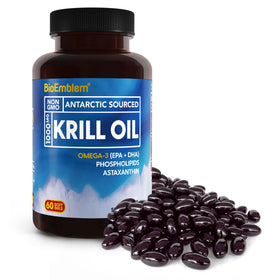 BioEmblem Huile de Krill Antarctique 1000mg gélules avec ingrédients