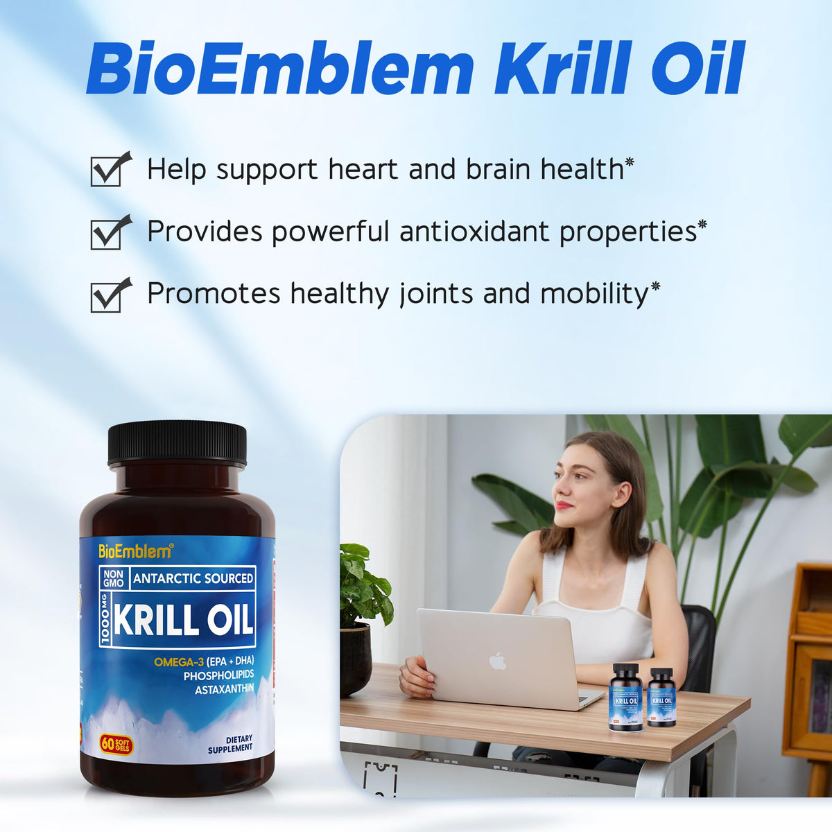 BioEmblem Huile de Krill Antarctique gélules et emballage
