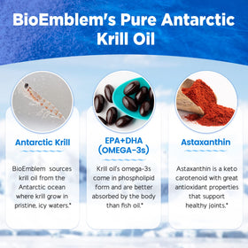 BioEmblem Huile de Krill Antarctique gélules sur fond blanc