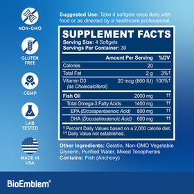 BioEmblem Huile de Poisson Omega-3 2000mg capsules