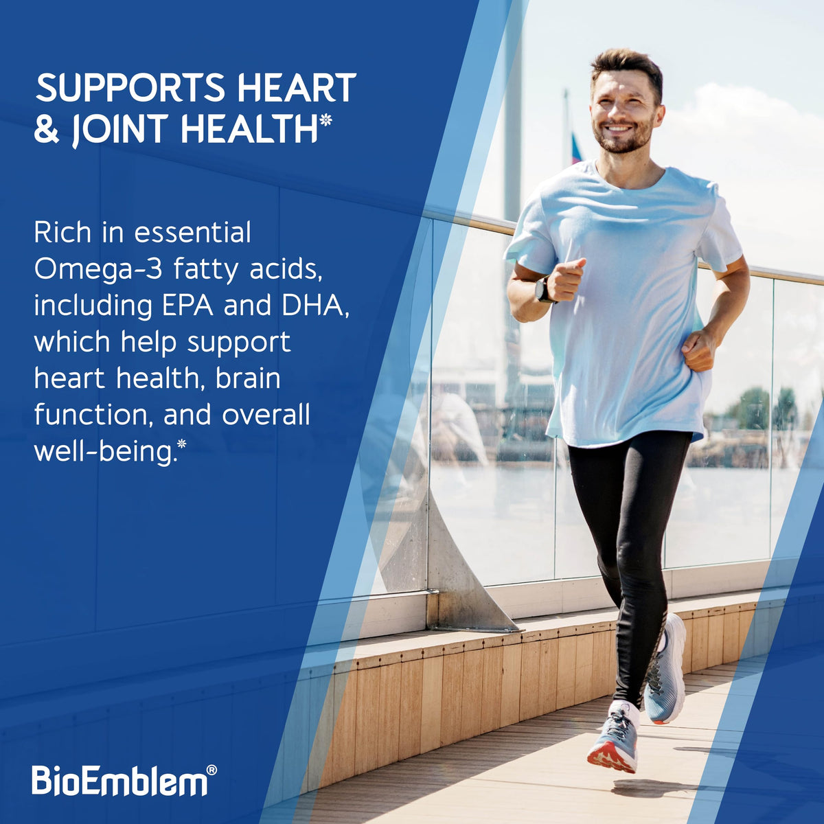 BioEmblem Huile de Poisson Omega-3 2000mg capsules dans une main