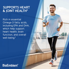 BioEmblem Huile de Poisson Omega-3 2000mg capsules dans une main