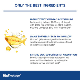 BioEmblem Huile de Poisson Omega-3 2000mg dosage par portion
