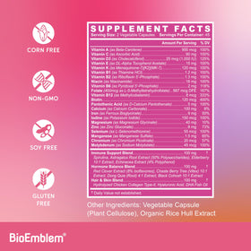 BioEmblem Multivitamine Femme, vue de côté du flacon