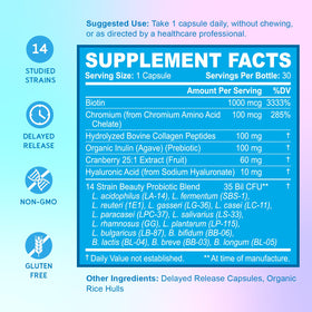 BioEmblem Probiotiques Beauté Femme capsules avec étiquette