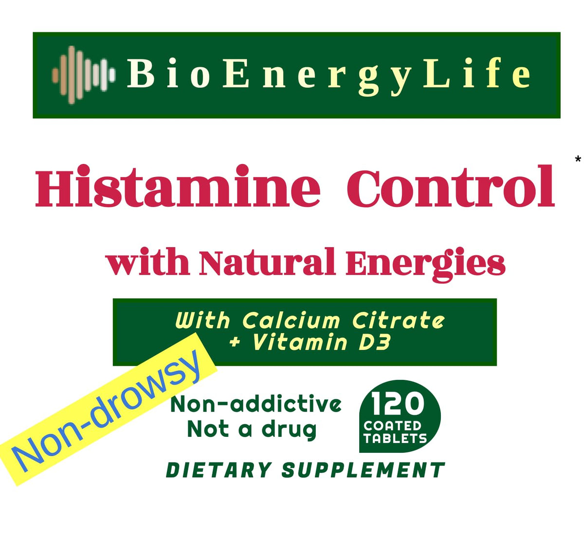 BioEnergyLife Histamine Control comprimés dans un environnement naturel