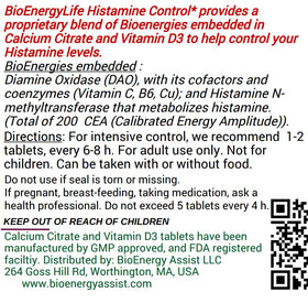 BioEnergyLife Histamine Control comprimés en gros plan