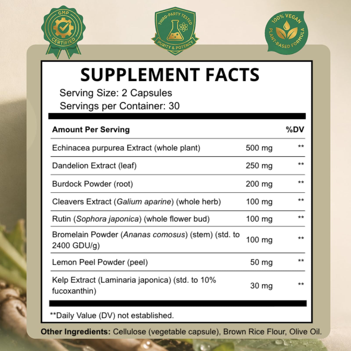 BioFianne Capsules de Drainage Lymphatique, emballage et informations nutritionnelles