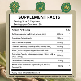 BioFianne Capsules de Drainage Lymphatique, emballage et informations nutritionnelles