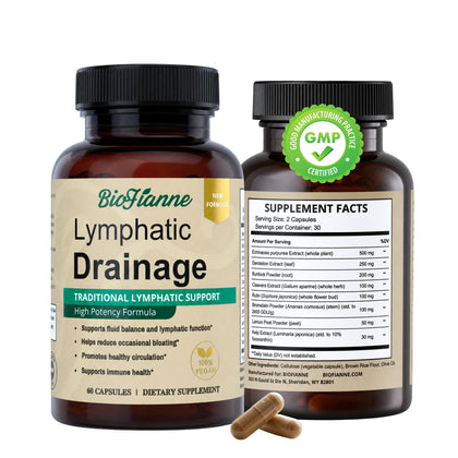 BioFianne Compléments Alimentaires Drainage Lymphatique 60 Capsules, vue de face