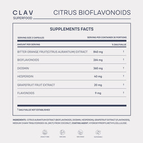 Bioflavonoïdes Agrumes CLAV avec des agrumes frais