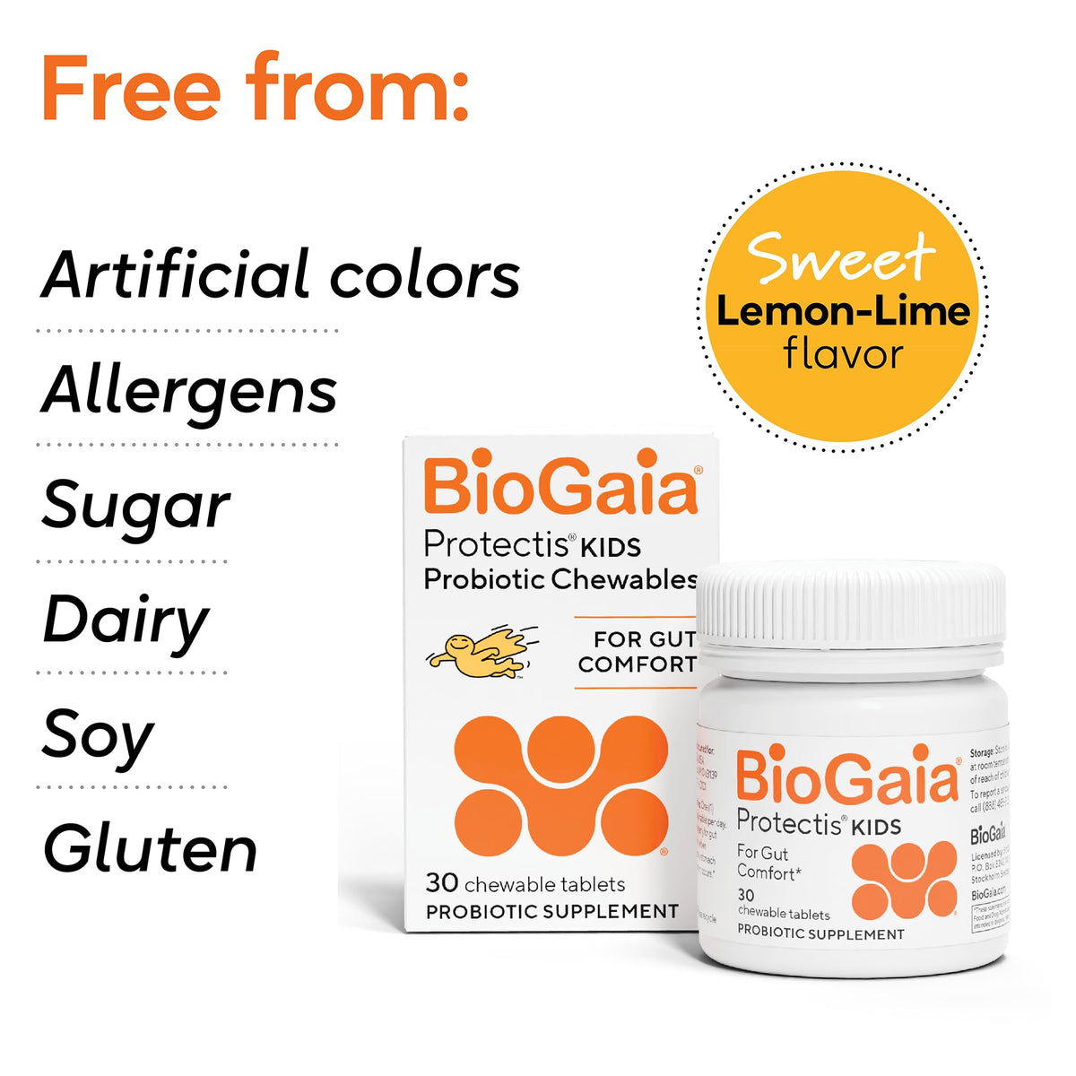 BioGaia Probiotique Enfant sur une table avec des jouets d'enfants