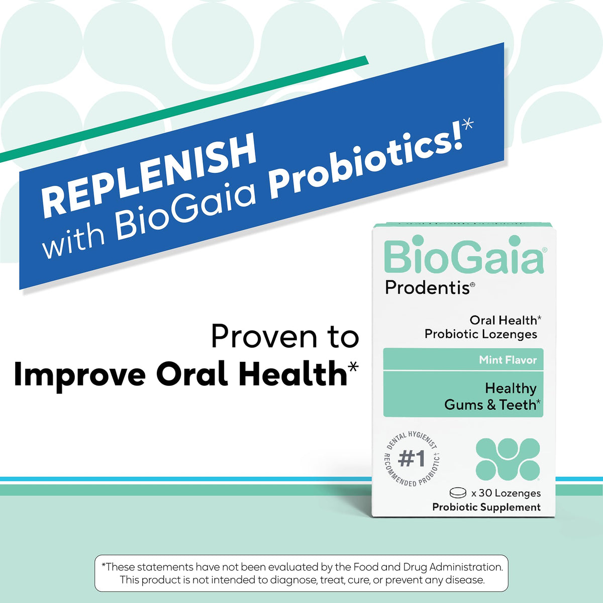 BioGaia Prodentis affiché avec d'autres compléments alimentaires