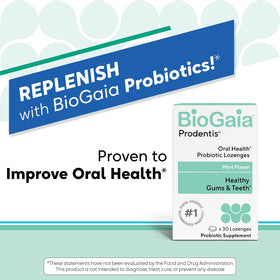BioGaia Prodentis affiché avec d'autres compléments alimentaires