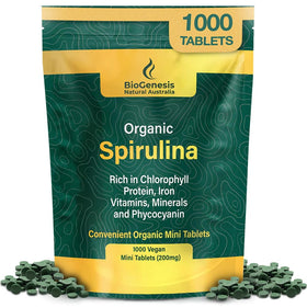 Biogenesis Spiruline Organique Mini Comprimés 200mg avant