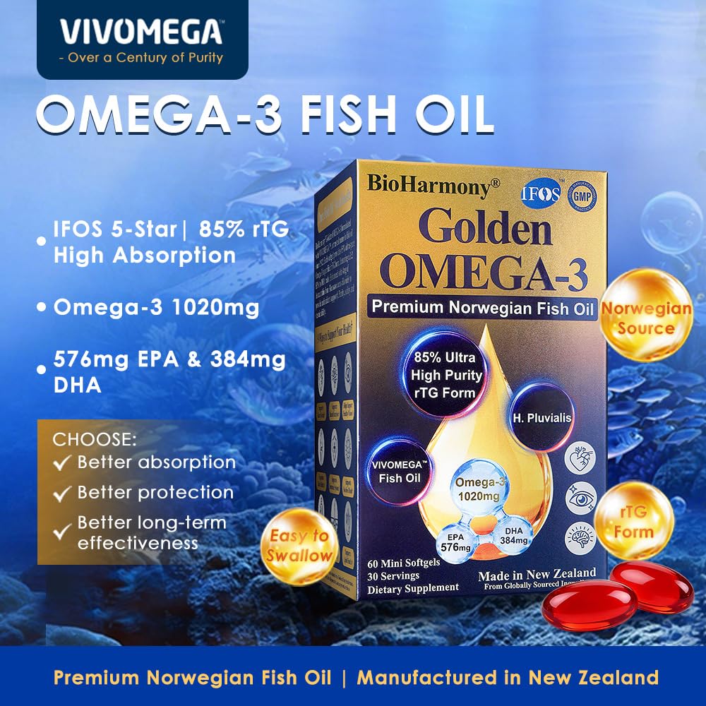 BioHarmony Huile de Poisson Omega 3 1020mg gélules miniatures