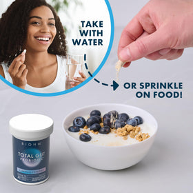 BIOHM Total Probiotic capsules ouvertes montrant leur taille